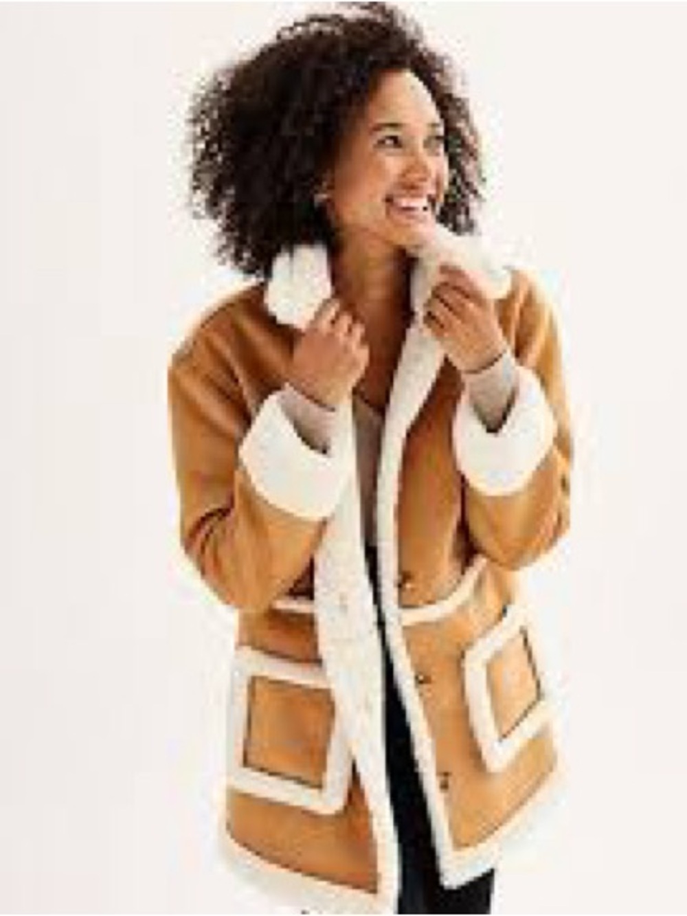 Sonoma Cream Plush Faux Fur Coat